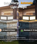 Solar Post Lights Outdoor Waterproof Dusk To Dawn Pillar Lighting For Fence Cap Aluminum Deck Lamp on stone pillar