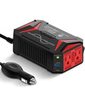 Road Trip Ready 300W Pure Sine Wave Car Power Inverter with USB C PD30W, QC 18W, vehicle cigarette lighter and dual AC outlets