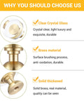 Sharp Round Cabinet Knobs 12 Pack 1 1 4 Inch Bright Crystal Glass Brushed Brass Handles for durable kitchen and bathroom use.
