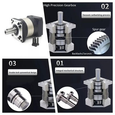 10 To 1 Planetary Gearbox Reducer For 60mm Servo Motor With Pro Grade Precision 4000RPM And 7 ArcMin Backlash, cutaway view