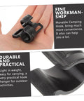 Close-up of 10 Pack Plastic Tent Pole Hooks For Glamping And Camping Gear Hanger, Movable Canopy Hook Organizer held in hand