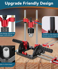 Portable Multi Angle Drill Guide For Precise Angled Holes with adjustable design and self-centering pins, shown in use