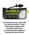 Air Shim Pro XL inflatable pry bar and leveling tool with hand pump in black carrying bag with 500 lb rating.
