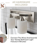 Sleek Oil Rubbed Bronze Vanity Light With Modern Milk Glass Shades For Over Mirror Or Wall Mount E26 Base 100W LED Equivalent