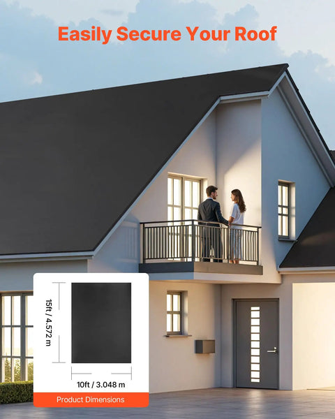 Tough As Nails 10 X 15 Ft Roll Roofing With 45 Mil EPDM Rubber Membrane For RV Roofs And Pond Liners All Season Weather Resistant Flexible Underlayment That Holds Tight on a roof.