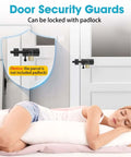 Door with 6.3 Inch Beefy Heavy Duty Barrel Bolt Gate Latch in solid 304 stainless steel, black finish, shown on a bedroom door.