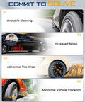 Camry Front Suspension Control Arm Kit For 2012 2017 Eight Piece Front Lower Control Arms And Ball Joints Assembly Direct Fit For Easy Install Quiet Ride And Reliable Handling, instability and tire wear infographic