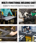 Multi-Functional Heavy Duty Rolling Welding Cart With Spacious 36 By 24 Inch Steel Workbench, suitable for metal projects.