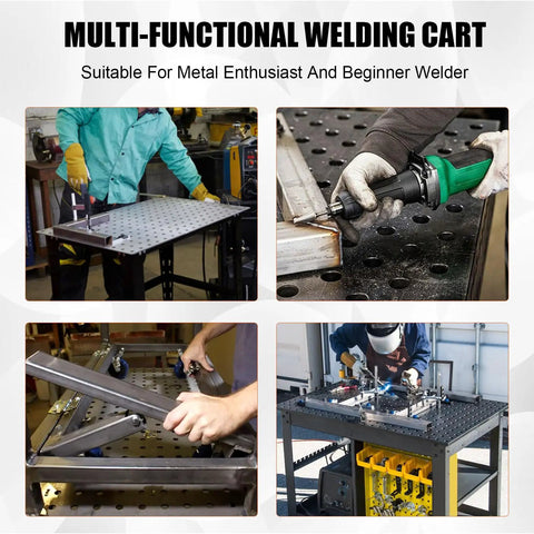 Multi-Functional Heavy Duty Rolling Welding Cart With Spacious 36 By 24 Inch Steel Workbench, suitable for metal projects.