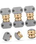 Premium 3 Sets Hose Repair Kit With Aluminium Alloy Weatherproof Garden Water Connector Fittings That Snap On Easy To Stop Leaks And Boost Pressure For Flexible Watering Equipment Like A Boss. Three gray aluminum hose connectors with brass fittings, front view