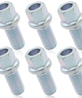 M14x1.5 Wheel Lug Bolts 27mm Shank Ball Seat Chrome 8.8 Grade Alloy Steel 17mm Hex For Wheel Studs Replacement Pack Of 6 Fit Audi Skoda VW Cars Durable Precision Fit Design For Easy Installation And Long Lasting Service. Pack of 6 chrome wheel lug bolts with 17mm hex and ball seat.