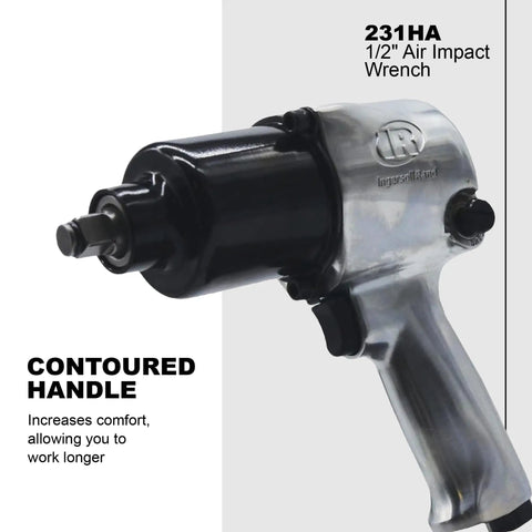Beefy Half Inch Air Impact Wrench With Pistol Grip Friction Ring Retainer Variable Power 590 Ft-Lb Max Torque Built Tough