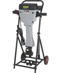 Heavy Duty Breaker Hammer Kit With Cart 15 Amp Motor 110V Power Smashes Concrete Like A Champ on a black rolling cart.