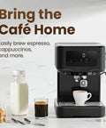 CraftBrew Digital Espresso Machine With 15 Bar Pump And Steam Wand For Lattes And Cappuccinos compact stainless black coffee maker
