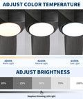 Adjustable color temperatures and brightness for the 56" Farmhouse Reversible Ceiling Fan Light with Dark Gray ABS Blades.