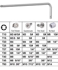 Four Piece T10 Long Tamper Proof Torx Hex Key Set With Extra Long Arm for Anti Tamper Security Screws, Nickel Plated CRV Steel.