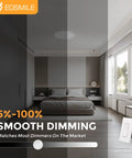 12 Inch LED Flush Mount Ceiling Light 25W 3000 Lumens Dope Bright Dimmable With Five Color Temperature Options From 2700K To 5000K CRI 95 Plus Flat White Surface Mount For Bedroom Hallway Dining Room And Garage installed in modern bedroom showing dimming range.