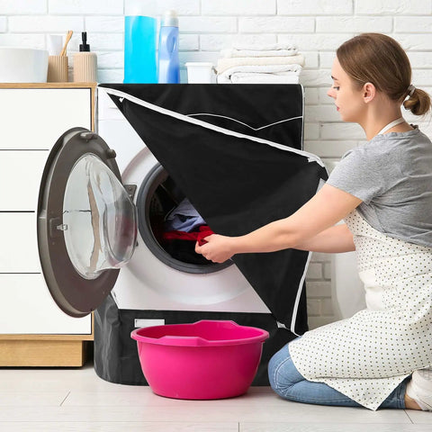 2 Pack Black Outdoor Washer and Dryer Covers 27 x 33 x 39 Inch Weatherproof Waterproof Dust Proof Anti UV Front Loading Machine Cover