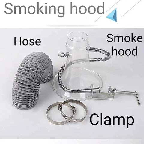 Portable Soldering Fume Extractor With Flexible Nylon Hose And Dual Wing Clamps For Rapid Toxic Smoke Capture and Crisp Air Filtration, includes hose and clamp.