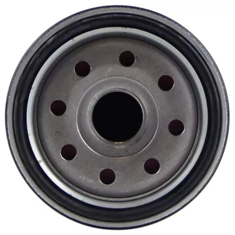 Top view of Genuine OEM Oil Filter Element Assembly 69J-13440-04-00 for Outboard Motors, showing circular metal filter design.
