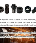 Eight-piece Single Hole Punch Die Set For Hydraulic Punch Tool Compatible With CH 70 Machines, heat-treated alloy steel, visible sizes