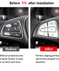 Comparison before and after using Mercedes Steering Wheel Button Covers Kit 12Pcs Chromed Silver Inner Decoration For A Class B Class GLA