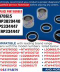 Heavy Duty Upgraded Washer Center Post Bearing And Seal Kit includes seal rings and bearings for smooth front load washer operation.