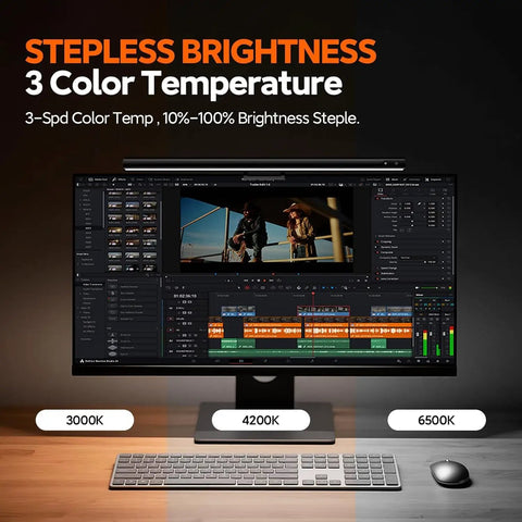 Monitor Light Bar For Your Desk USB Powered Dimmable Desk Lamp With Touch Control Adjustable Color Temperature 2900K To 6000K No Screen Glare Eye Friendly Flicker Free Space Saving Home Office Setup