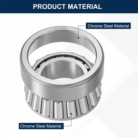 Beefy Heavy Duty Tapered Roller Bearing Cone And Cup Set For 30mm Bore 62mm OD 21.25mm Thick Chrome Steel ABEC3 High Load Capacity