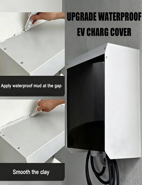 Top Shelf Electric Vehicle Charger Cover Box Crafted From Solid Galvanized Steel Featuring Magnetic Acrylic Panel for wall mounted outdoor EV charging.