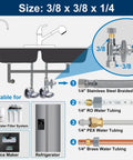 Add A Tee Brass Angle Stop Valve Three Eighths By Three Eighths By One Quarter Compression Tee For Fridge Ice Maker RO Systems Easy Install on sink