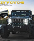 Jeep with installed 7 Inch LED Round Headlights For Jeep Wrangler JK JKU TJ LJ CJ Hummer H1 H2 Halo Ring DOT Approved