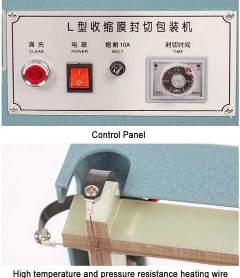 Control panel of Impulse Heat Sealer Shrink Wrap Machine For Books Cds And Food with timer and power switch.
