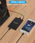 High Power USB-C Headphone Amplifier For 16 To 600 Ohm Headphones With 3.5mm AUX And Type-C Input connected to phone and headphones