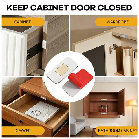 Image showing 8 Pack Magnetic Cabinet Door Catch Ultra Thin Sleek Nearly Invisible Zero Point Eight Inch Design with 10 Lb Holding Power