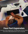 Built Like A Tank 4 Port USB 3.2 Gen 1 Industrial Metal Hub With Kickass Surge Protection And DIN Rail Mounting for USB connections.