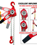 Heavy Duty Lever Chain Hoist 1700 Lbs Capacity 5 Ft Manual Ratchet Chain Puller with ergonomic grip and precision gears