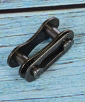 Heavy Hitter Stainless Steel Chain Master Links For Bikes And Cycles No Sweat Connector Repair Parts Rustproof Build shown from side view.