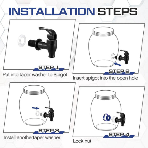 Installation steps for 4 Sets BPA Free Replacement Faucet Reusable Spigot Spout Lever Pour Dispenser For Valve Crock Tap