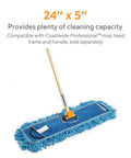 Top Shelf 24 Inch Loop End Cotton Dust Mop Head For Hard Surface Floors Heavy Lint Free Replacement blue mop head with wooden handle.