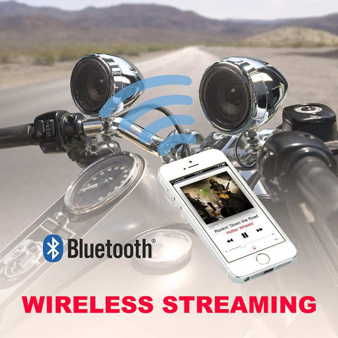 Front view of MC420B 3 Inch Motorcycle Speakers And Amplifier Sound System With Bluetooth And Class D Amplifier Weatherproof for ATV