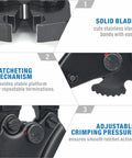 Close-up of Pinch Clamp Removal Tool For PEX Cinch Clamps detailing solid blade, ratcheting mechanism, and adjustable crimping pressure.