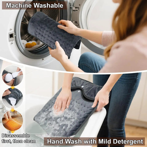 Double Layer Electric Heated Foot Warmer 16 by 16 Inches being machine and hand washed for easy cleaning
