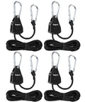 4-Pack Adjustable Rope Hanger With Locking Ratchet Tie Down for Grow Lights and Ceiling Fixtures, heavy-duty plant pulley