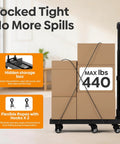 No Assembly Folding Hand Truck Dolly Cart With 440 Lb Capacity, showing max weight and boxes secured with ropes