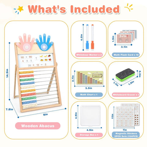 Straight Up Awesome Wooden Abacus For Kids Math Learning With Double Sided Magnetic Whiteboard And Finger Counting Frame Kid Tested Early Education Toy For Ages 3 To 7 Years Old, features educational tools and accessories.