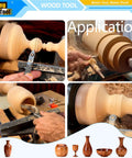 Pro Grade 4 Piece Mini Carbide Tipped Wood Lathe Turning Tools Set With Wood Handles in use on wooden vase