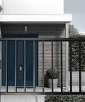 Top Notch Black Metal Deck Railing Kit With Weather Resistant Coating No Fuss Install For Porch Railing And Balcony straight run posts at entrance.