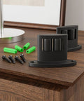 Floor Guide For Sliding Barn Door Bottom With Double Sided Roller Design Concealed Pulleys For Smooth Quiet Sliding Fits Doors Over 30mm Thick Works With Slotted And Non Slotted Panels Easy Installation Black Finish Set Of Two shown on a table with screws and anchors.