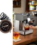 16 Bar Espresso Pressure Gauge For Home Baristas And Small Cafes Pro Grade Metal Espresso Pressure Meter Tool For Precision Coffee Brewing Boss Level Durable Gauge For Espresso Machines And Maker Components. Metal 16 bar gauge with coiled hose on espresso machine
